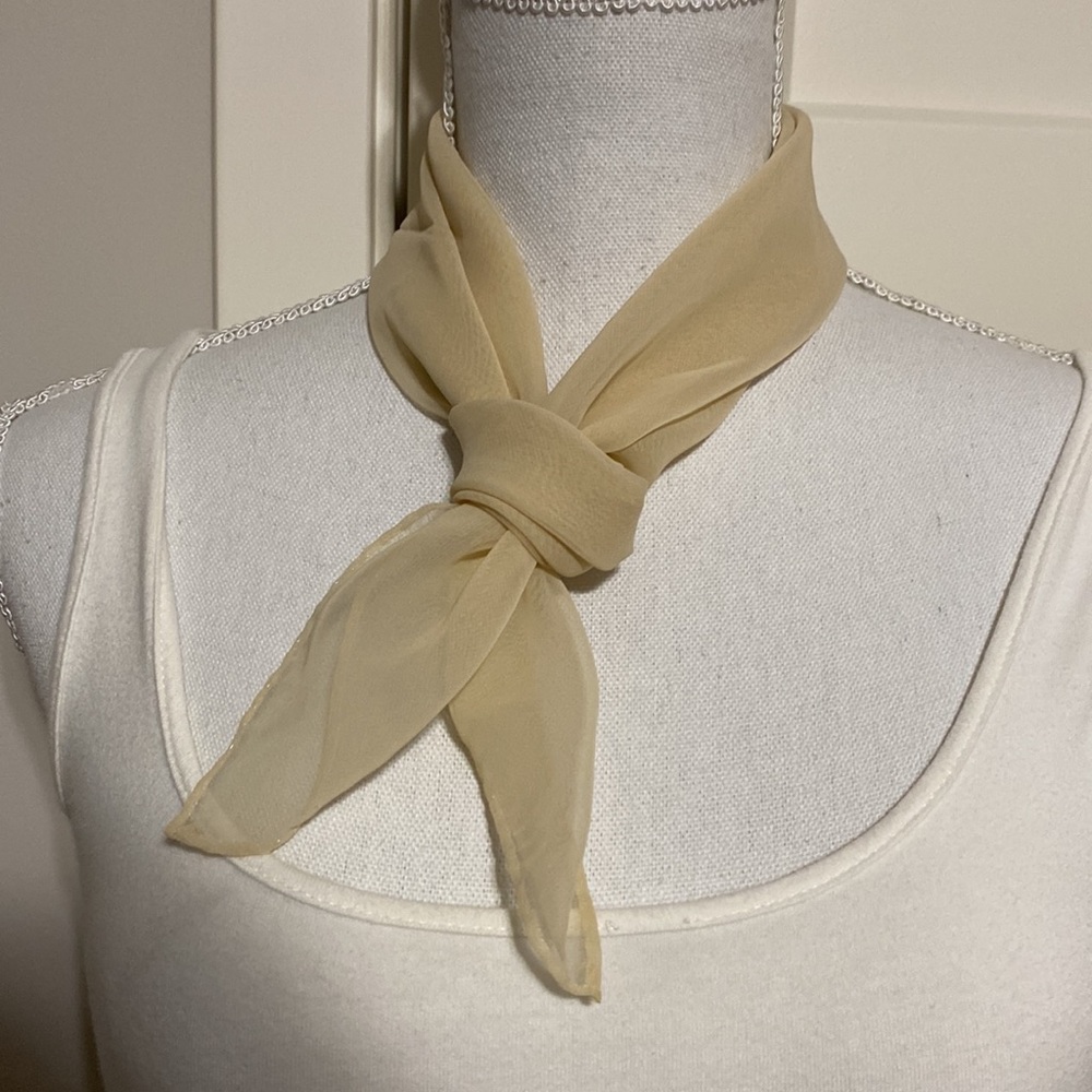 Glentex Retro Sheer Beige 21” Square Polyester Women's Neck Scarf